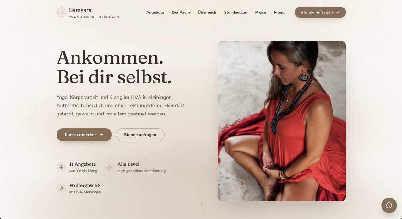 Website Screenshot – Samsara Yoga & mehr